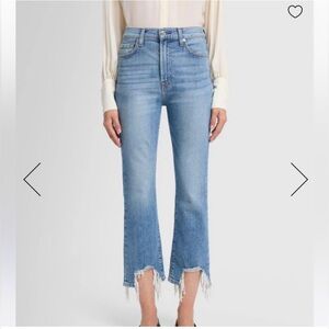 7 FOR ALL MANKIND High Waist Slim Kick Destroyed Hem Luxury Jeans Size 25